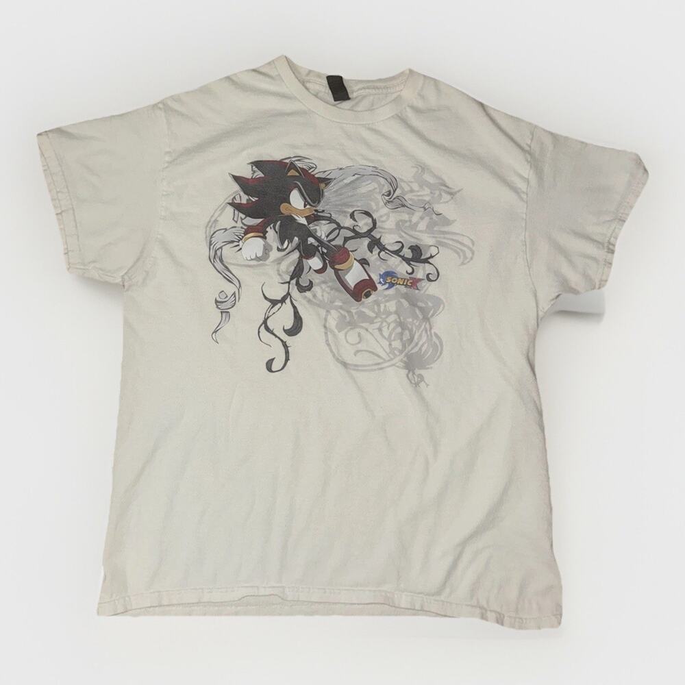 Vintage Sonic X Shadow T-Shirt White Large 21x26 Y2K Sega Nintendo Game Cube